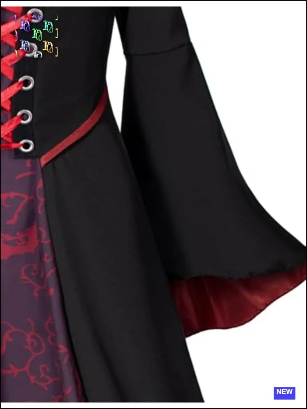 Girls Gothic Vampire Costume Set Dress Fangs Choker Staff Halloween